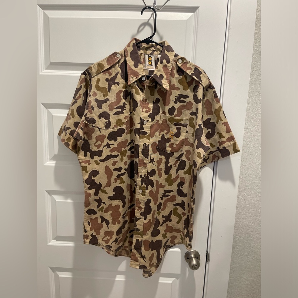 Vintage Bob Allen Shooting Shirt Men 17 Ducks Unlimited Camo cotton short sleeve